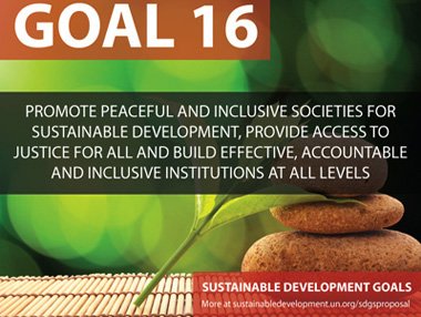 UNDP's tweet image. #Goal16 is vital to #leavenoonebehind in #Agenda2030 - @HelenClarkUNDP: on.undp.org/esb #ROL4Peace