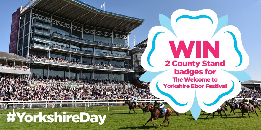 Welcome2Yorks's tweet photo. Win 2 County Stand badges for the @Welcome2Yorks Ebor Festival at @yorkracecourse. RT to enter. #YorkshireDay https://t.co/5PcQYVkQQb