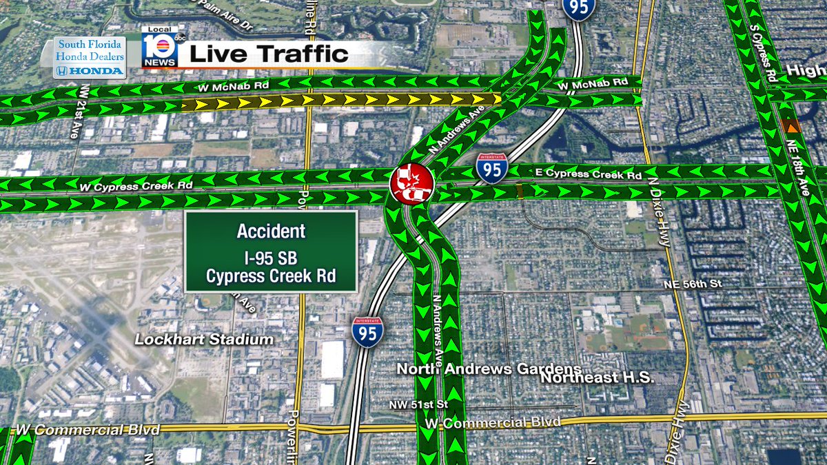 Accident on I-95 SB at Cypress Creek Rd #TRAFFIC https://t.co/JupTsNV1JL