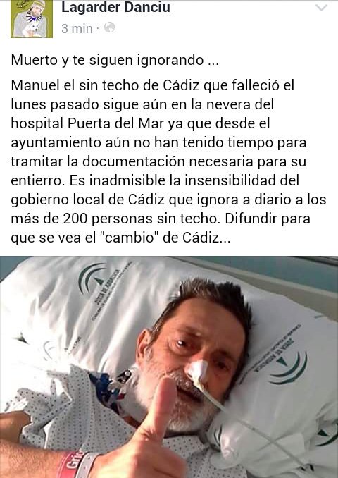 Ninaventresca's tweet photo. Hola @JM_Kichi  a ver si sacas un ratillo entre cofradías y pleno y le das a Manuel la dignidad q ignoraste en vida https://t.co/Ioap9NtoQh