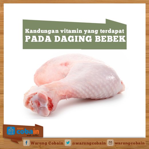 Kandungan vitamin yang terdapat pada daging bebek itu banyak loh.
Mau tau ? bisa kunjungi 
bit.ly/VitaminPadaDag…