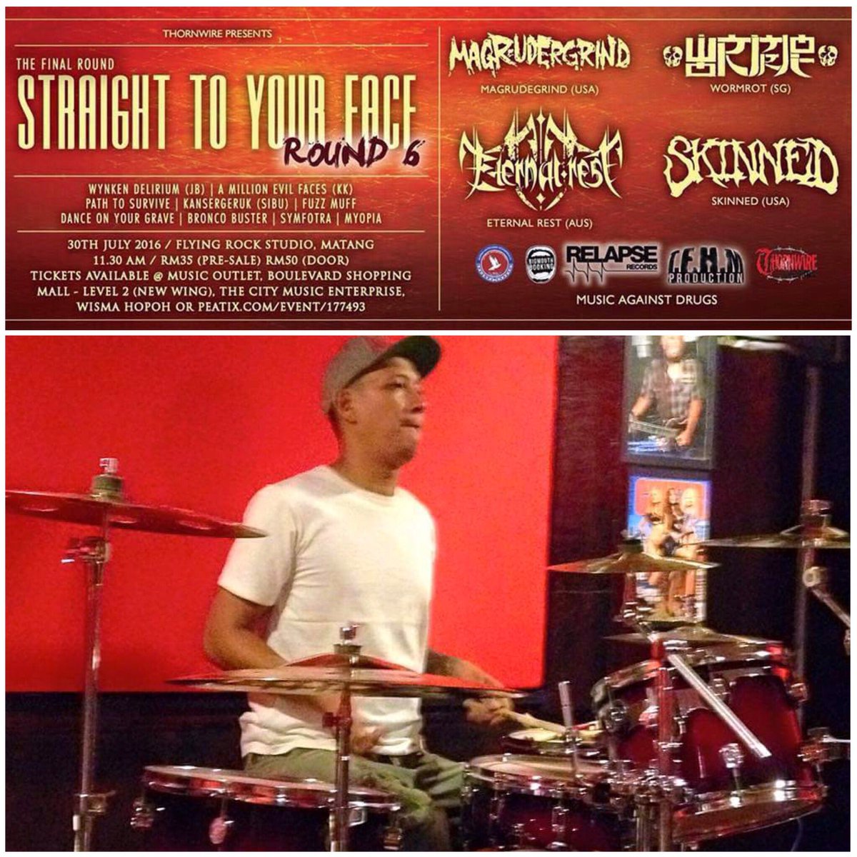 DEVADATA OFFICIAL (@devadata_hc) on Twitter photo Dandu, akan main bersama Wnyken Delirium di Straight To Your Face Round 6 di Malaysia. Goodluck! \m/ Dandu, akan main bersama Wnyken Delirium di Straight To Your Face Round 6 di Malaysia. Goodluck! \m/