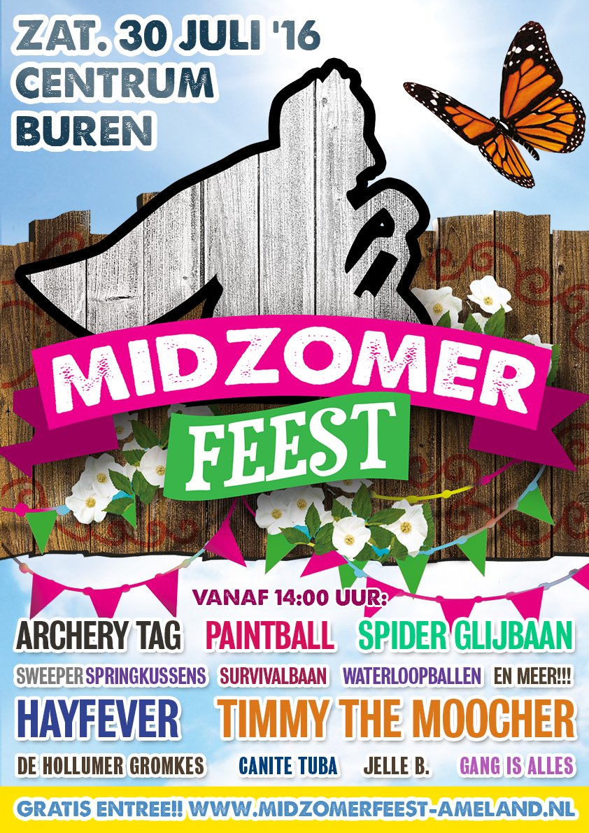 Kom morgen allemaal naar het Midzomerfeest in het centrum van Buren!!! Entree is gratis! #ameland #zomer