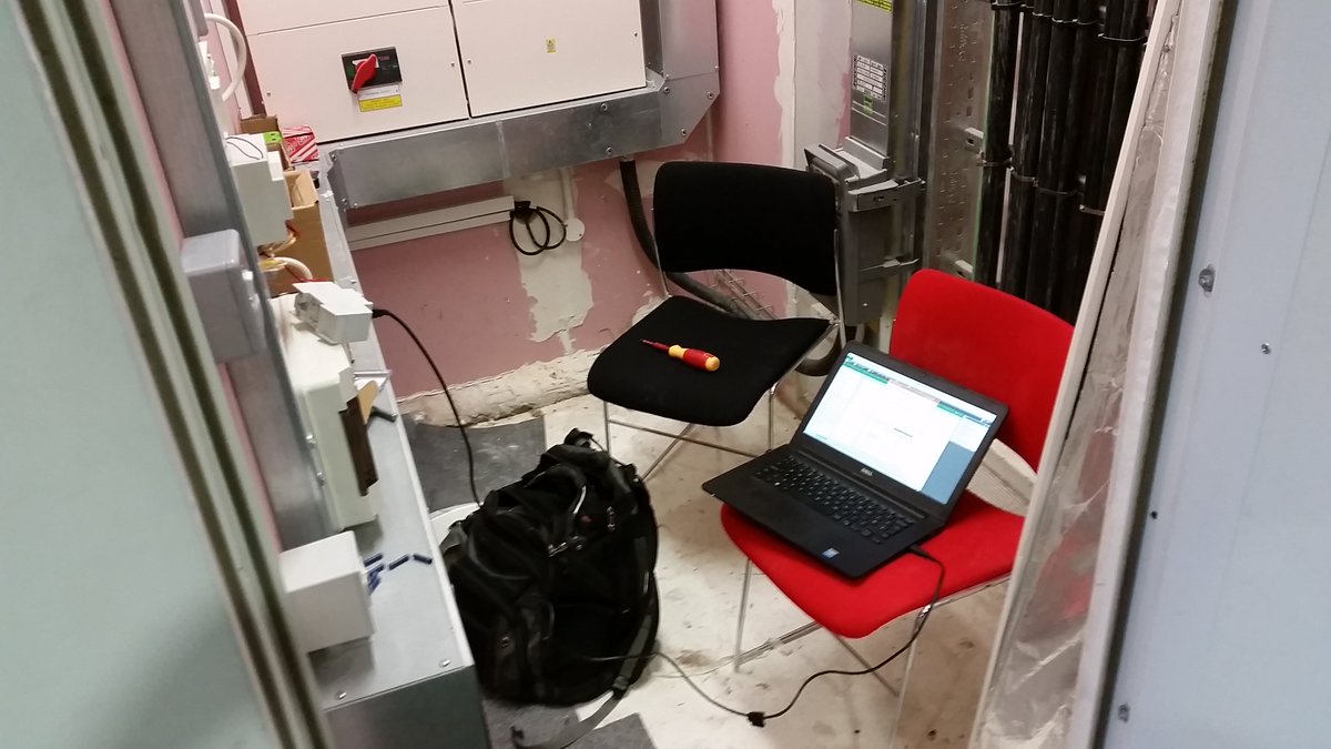 realitylogic's tweet photo. Luxury situation for some #knx maintenance today. Two whole chairs!  #knxuk #liveinstall https://t.co/LIhMVzJY23