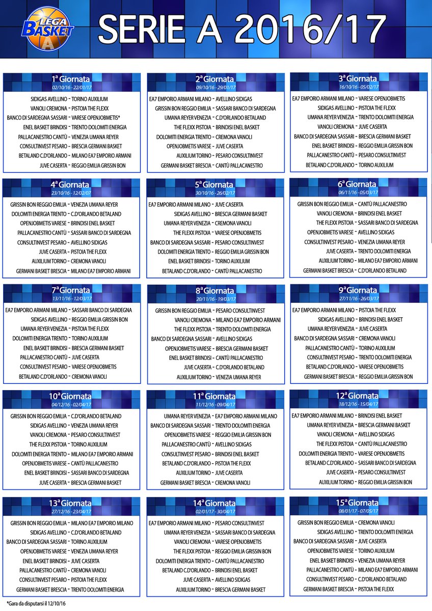 Lega Basket Serie A Calendario Serra Presidente