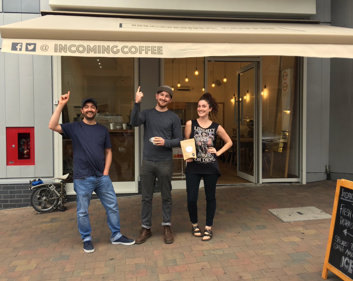 Incomingcoffee's tweet photo. Thanks @perkyblenders for swinging by yesterday! We ❤️ this little photo 🤗 #newcoffeeshop #greatcoffee #walthamstow https://t.co/ziUd23DFoI