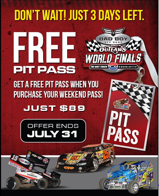 TheDirtTrack's tweet photo. The Countdown is on!Only 3 days to get a FREE pit pass with the purchase of weekend tickets!
https://t.co/IALv7u0Bff https://t.co/YdzIX2cwIJ