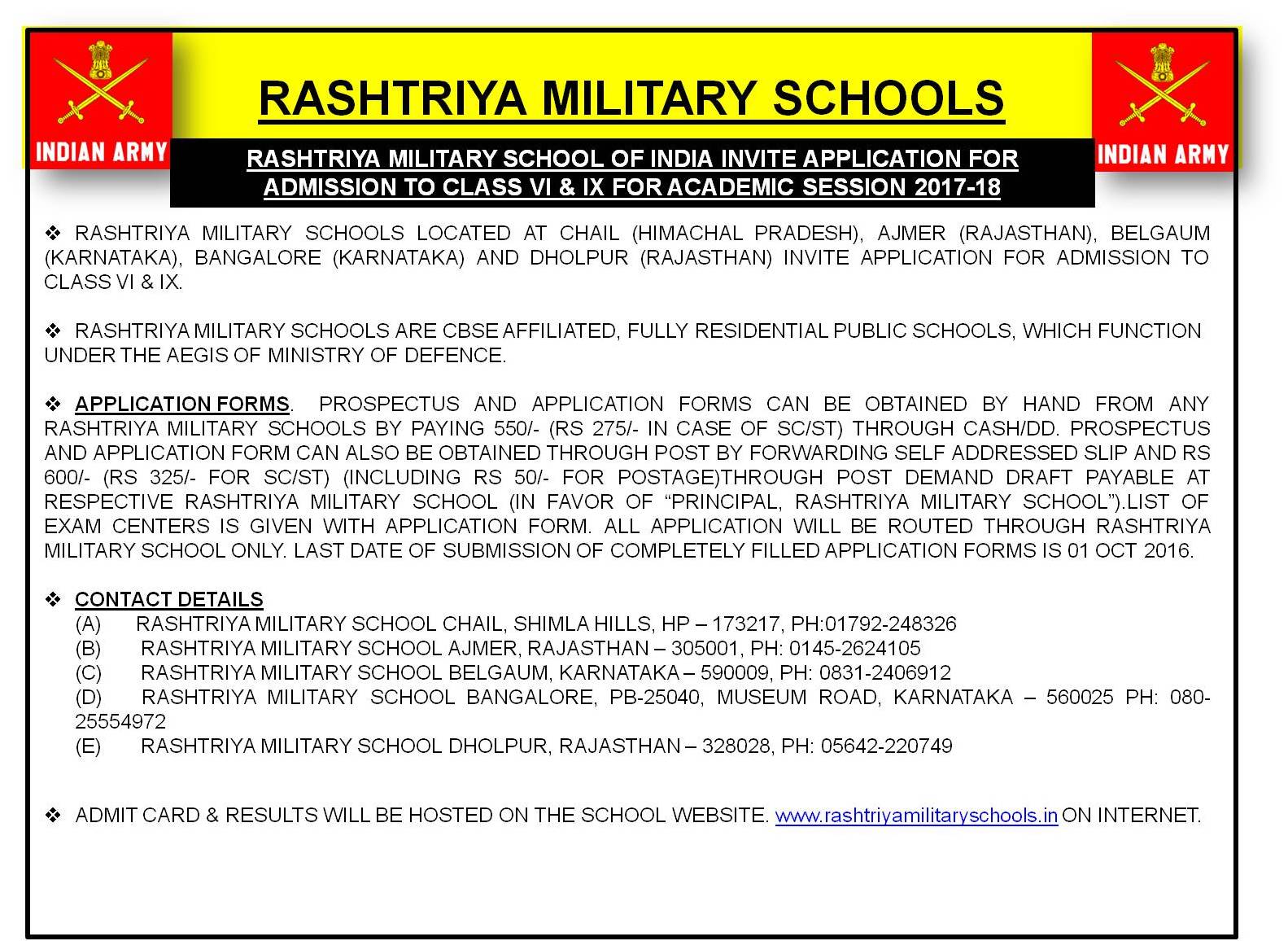 ADG PI - INDIAN ARMY on X: &ldquo;Application noitice for Admission to 
