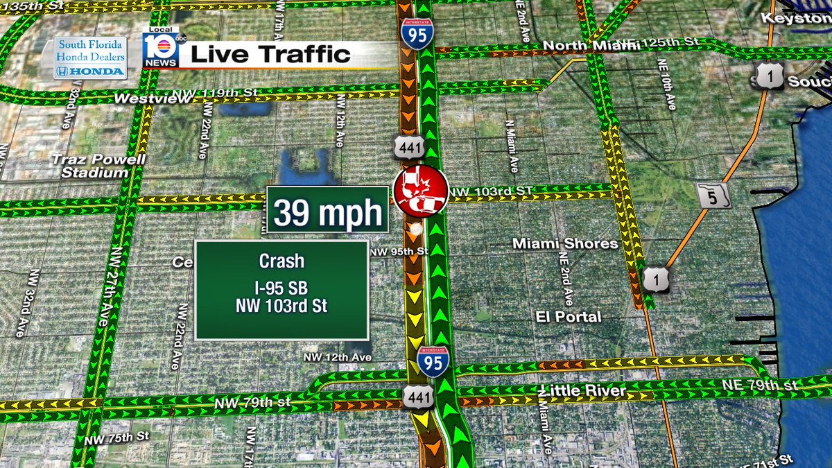 Crash on I-95 SB at NW 103rd St #TRAFFIC #MIAMI https://t.co/GZl3hrsui4