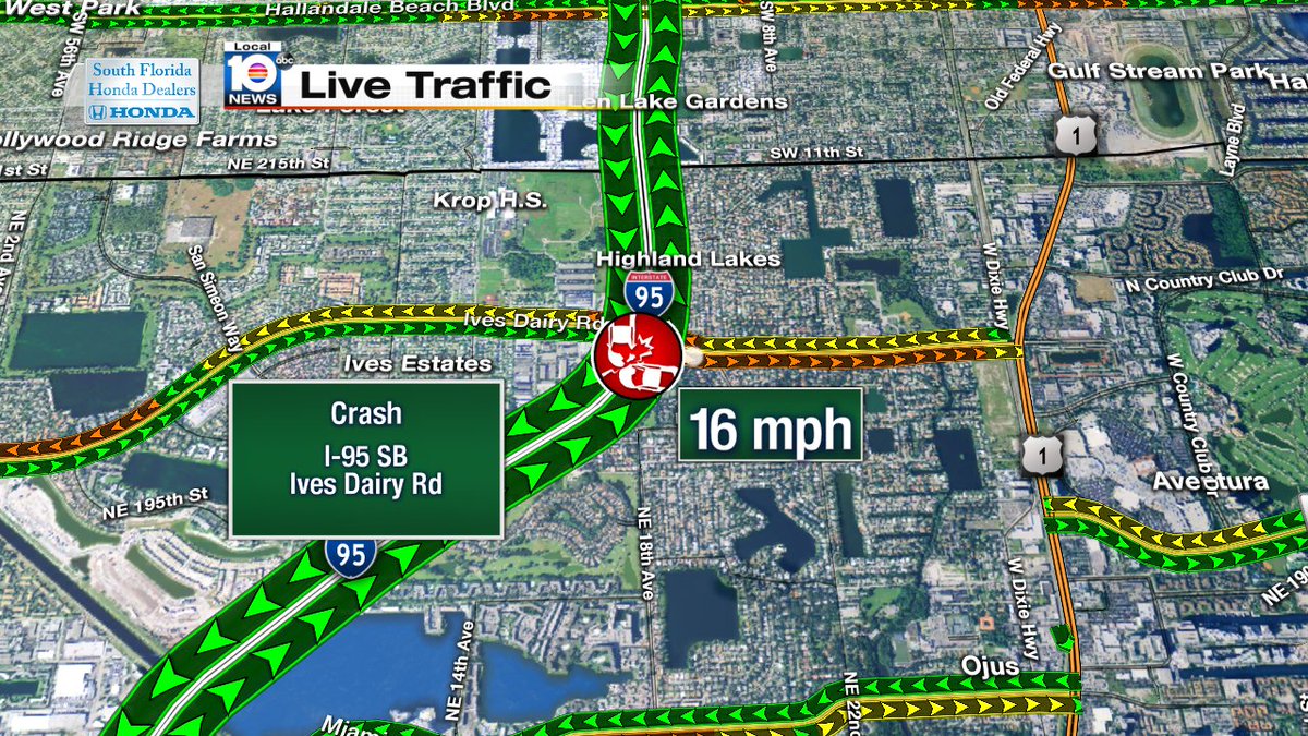 Crash on I-95 SB at Ives Dairy Rd #TRAFFIC https://t.co/UWOPRHR6XL