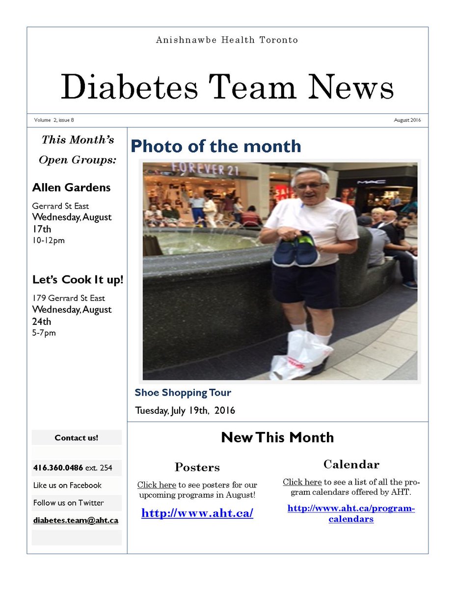AHTDiabetesTeam's tweet photo. AUGUST 2016 Newsletter 
#aboriginal @anishnawbe https://t.co/zzfxTmbpVM