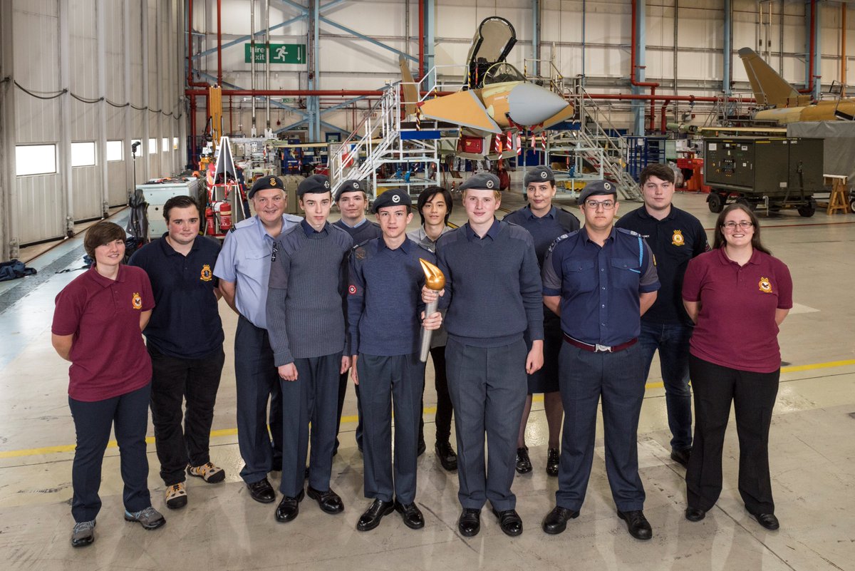 Great to have the <a href="/aircadets/">RAF Air Cadets</a> 75th anniversary torch up close and personal with our #TyphoonJet today. #aircadets