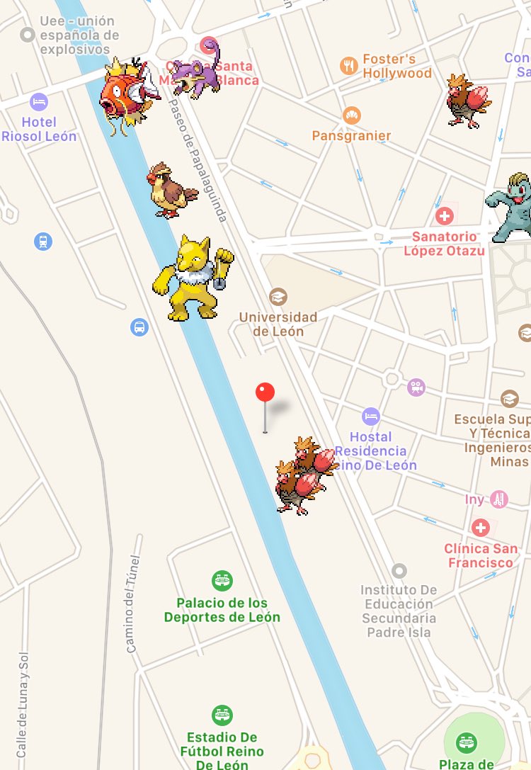 PokeLeonEsp's tweet photo. @PokemonGoLeon y así está la zona ahora mismo de Pokémons. ¡Habrá que aprovecharlo! #AlertaPokeLeonEsp #leonesp https://t.co/wrIjVG8a7O