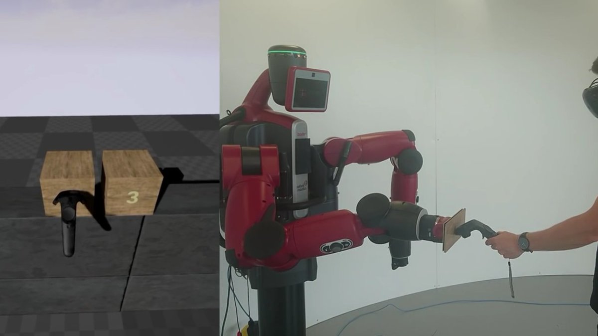 CardifLab's tweet photo. #InnoFriday HapticVive - Encounter Haptics with the HTC Vive and Baxter Robot https://t.co/MYdmOoyJb4 https://t.co/RTnF062eSI