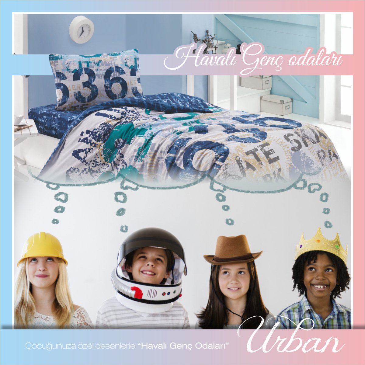 "Havalı Genç Odaları" 
Girls &amp; Boys / Urban Lacivert Nevresim Takımı - 1860498  #girlsandboys