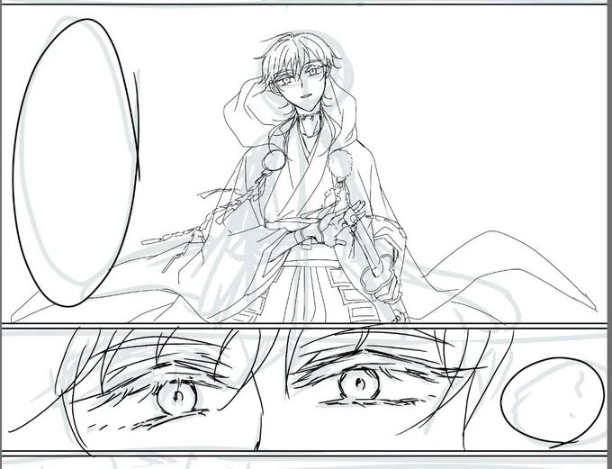 お前の描く鶴丸デフォ顔の段階で怖いって言われたんだけど「何で????こんなににこやに描いてるのに????」って思ってたんだけどもしかして目? 