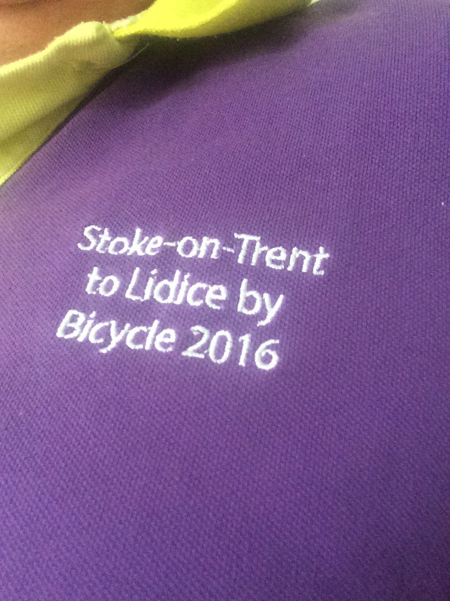 StokeLidiceBike's tweet photo. Princess Alexandra #Dresden #Stoke in ride shirt. Gent at bar, "#Staffs miners rebuilt that place." @LidiceShallLive https://t.co/5IFA82b4Id