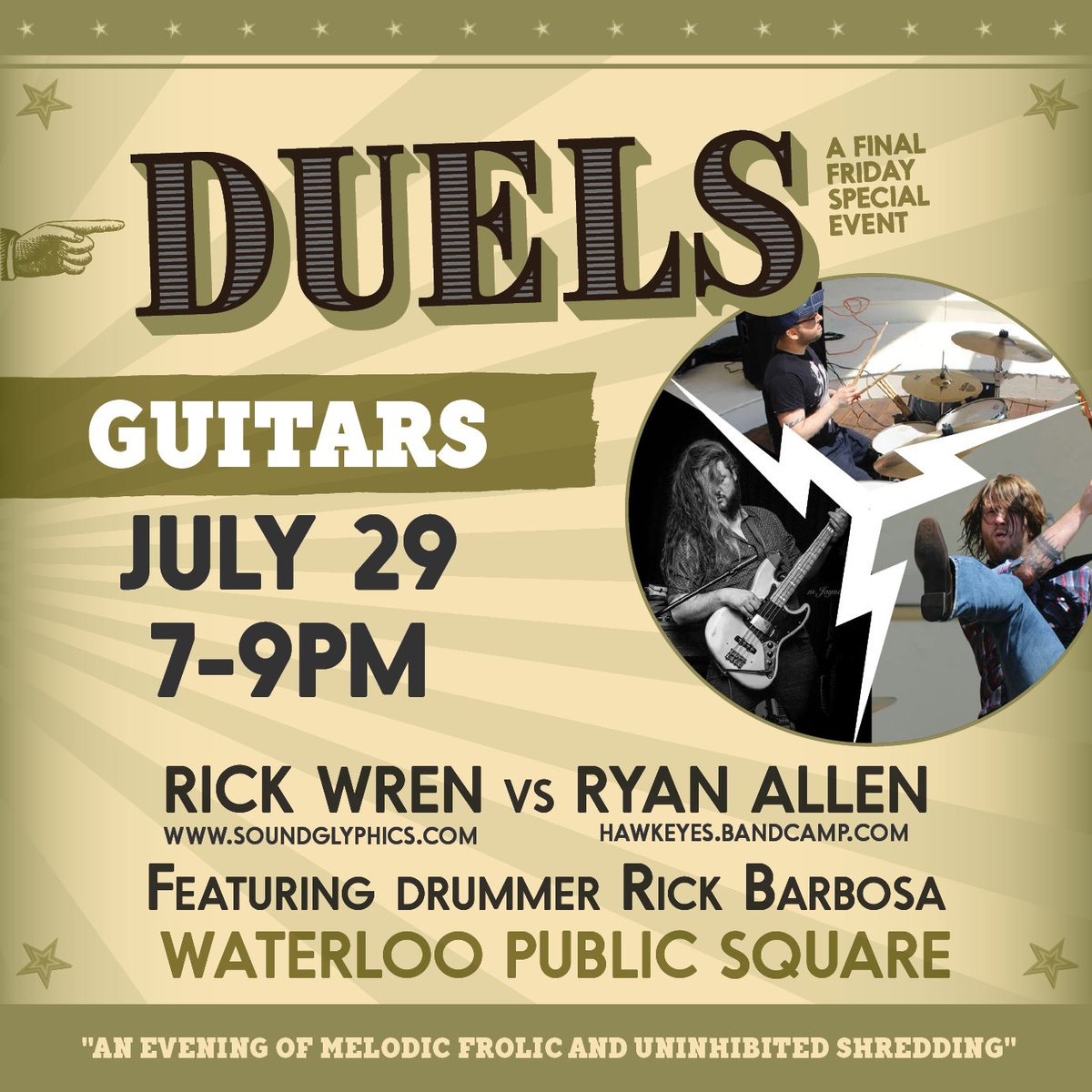 🎸 TONIGHT - it's a guitar battle like none other #finalfridays Duels! + #makerspace with artist Laura Paghal! 🎸
