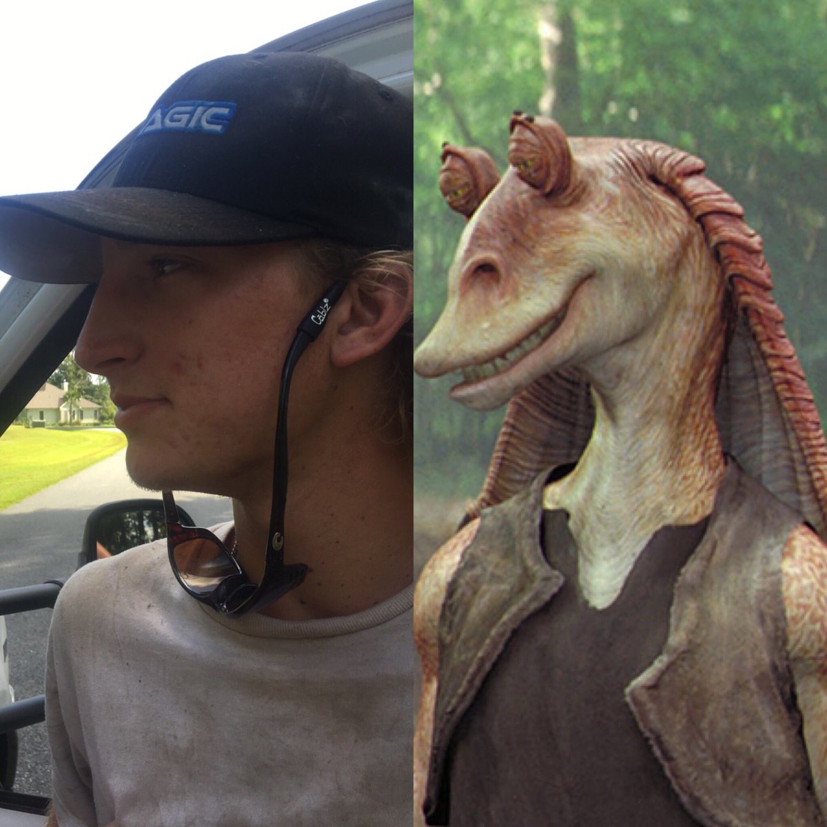 HelmsZ's tweet photo. Jar Jar lookin ass @nolanhaire https://t.co/9SwhWL94Gp