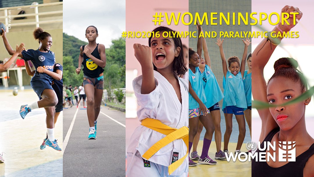 UN_Women's tweet photo. We're at #Rio2016 to promote #womeninsport! Learn more: https://t.co/QJ8p9I0Fdu https://t.co/xVbo1csyYw