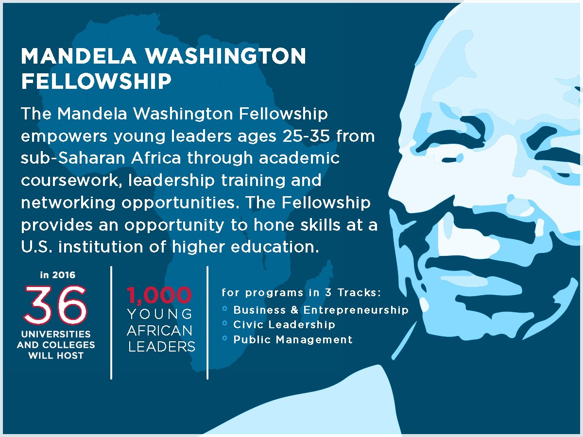 1,000 outstanding young African leaders, 36 U.S. host institutions=Mandela <a href="/WashFellowship/">MandelaWshFellowship</a> #YALI2016