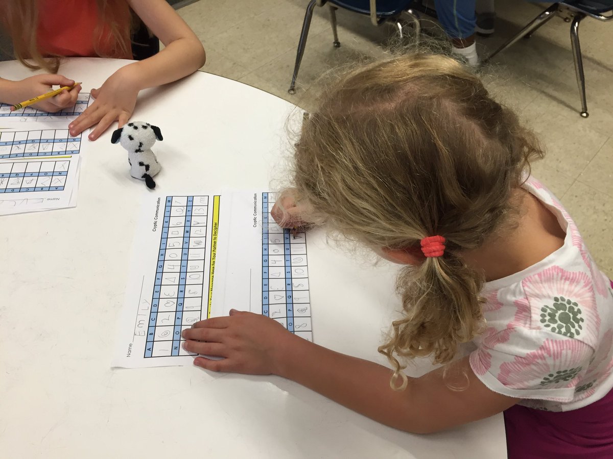 bluedaisyteach's tweet image. @ACSRochester Creating secret codes for spy theme day at Camp Cobblestone @KingBking130 @mtaillie #crypticmessage