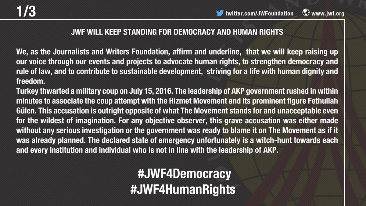 JWFoundation_'s tweet photo. JWF's statement:
"We will keep standing for the same principles" 
#JWF4Democracy

#JWF4HumanRights https://t.co/5oVkh0oOxx