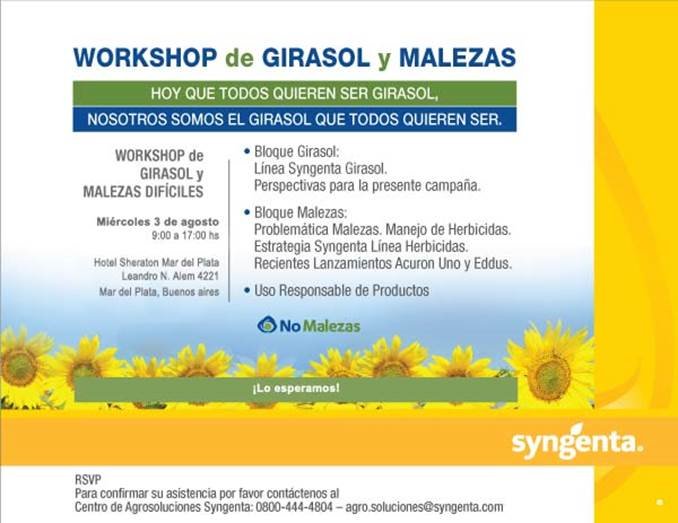 FranciscoCiucci's tweet photo. 6to Workshop de Girasol y Malezas de Syngenta en Mar del Plata. Los esperamos!! https://t.co/0U5NpHyyw7