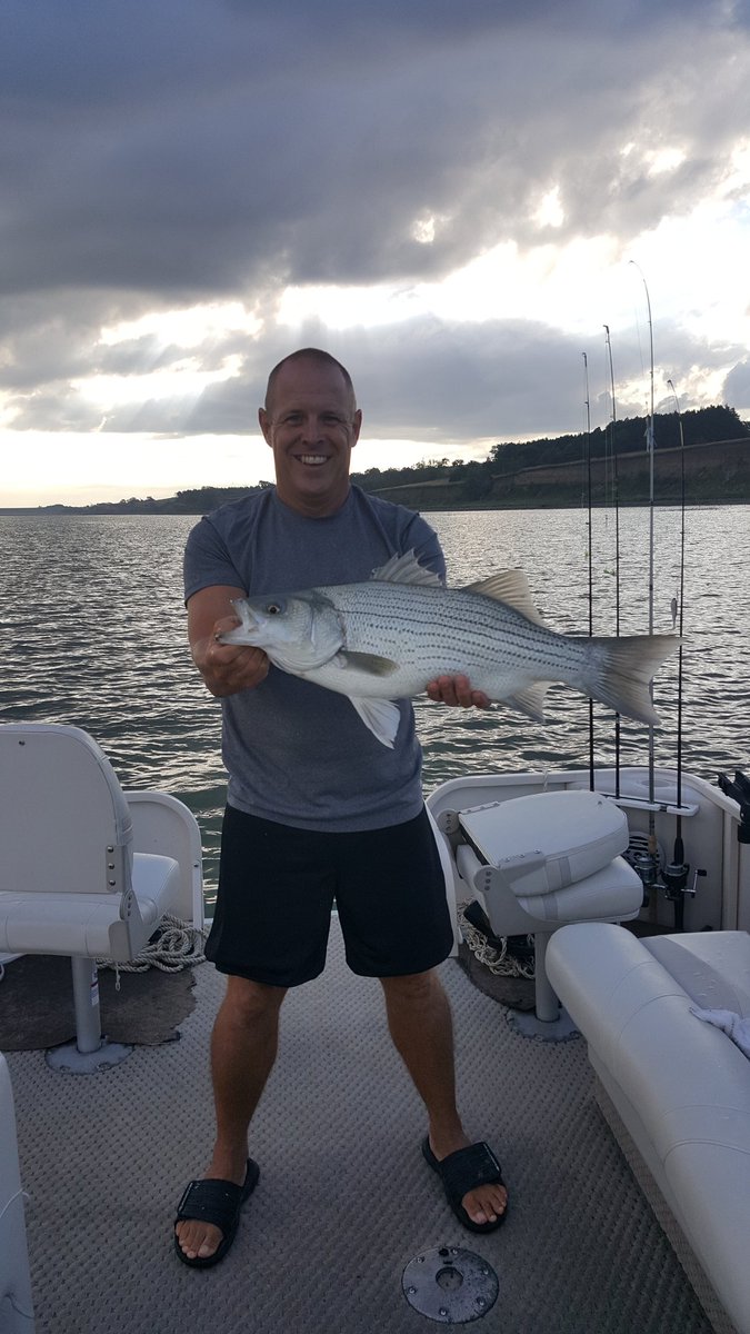 wiperfan's tweet photo. Great morning wiper fishing. 8 in just over an hour including 2 FAT ones at 28" and 4 at 24" #topwater #luv2fish https://t.co/pCcEZQrtZ3