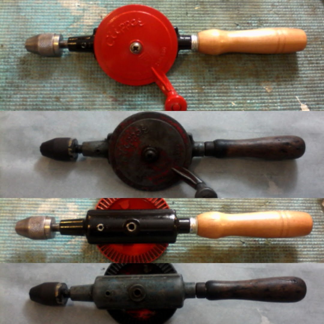 Restauro de berbequim manual, depois e antes.
--*--
Hand drill restore, after and before.