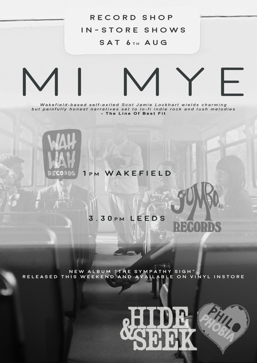 JumboRecords's tweet photo. Just announced @mimyeband are playing the shop Saturday 6th AUG!!!! SPREAD THE WORD! @PhilophobiaMus / @hideleeds https://t.co/VBNyveSwrA