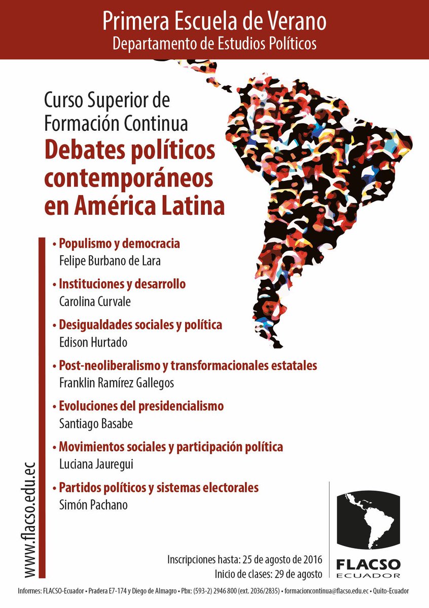 Escuela de verano <a href="/FLACSOec/">FLACSO Ecuador</a>
Desde la política comparada y la sociología política e histórica
flacso.edu.ec/portal/academi…