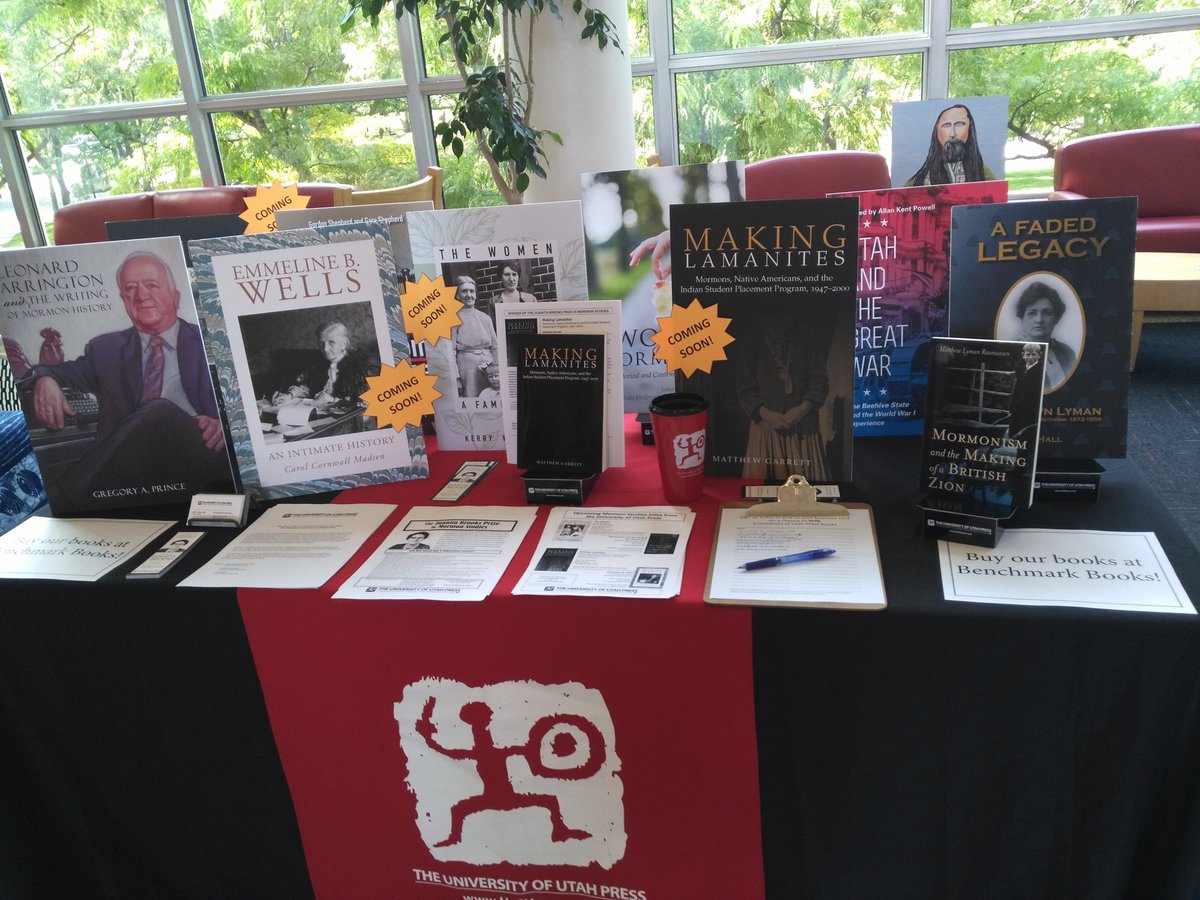 UofUPress's tweet photo. At #Sunstone2016? First check out our table for upcoming books then see @BenchmarkBooks to buy! #Funstone https://t.co/zd3cfMIfZl