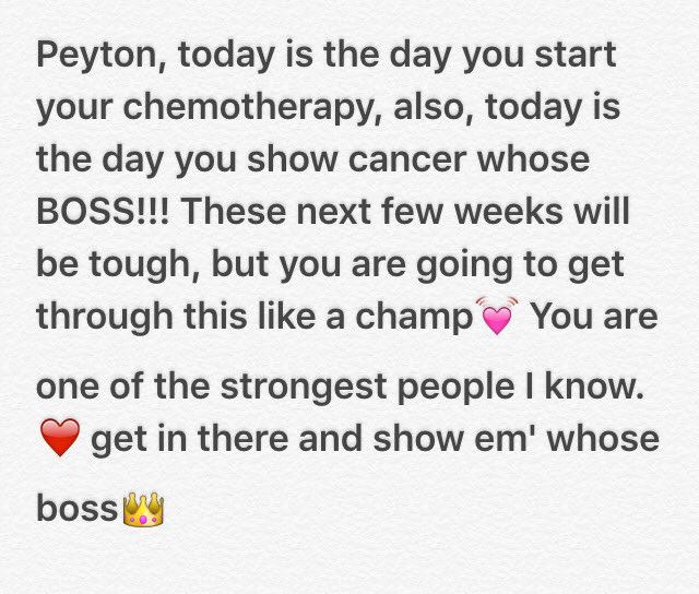 mallory428's tweet photo. Everyone please pray for Pey as she starts her chemotherapy and kicks cancers ass !!! we ❤️ u! #teampey #prayforpey https://t.co/4JlXCeoFm9