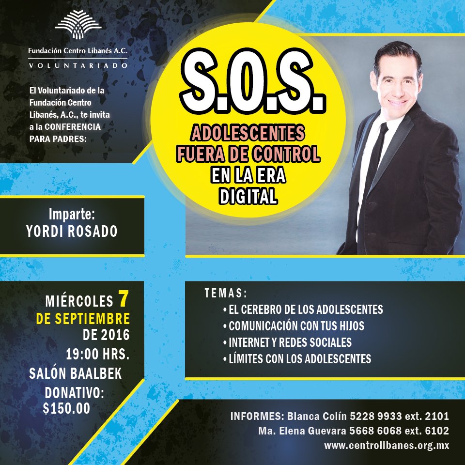 CENTROLIBANESAC's tweet photo. No te pierdas a @YordiRosado en esta conferencia.
El #Voluntariado de #CentroLibanesMx invita. https://t.co/L08OpKf28M