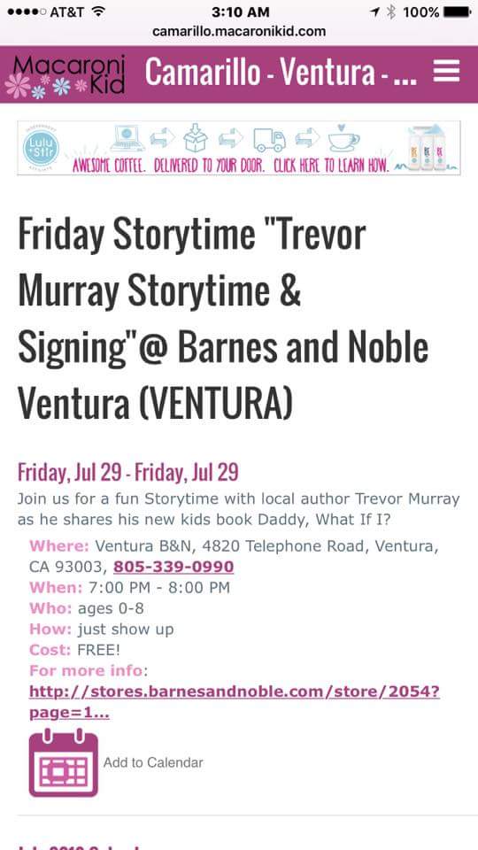 So this happened.😀 #TrevorMurray #DaddyWhatifI #My6thBook #BookTour #ChildrensBooks #BookTour #BarnesandNobleEvents