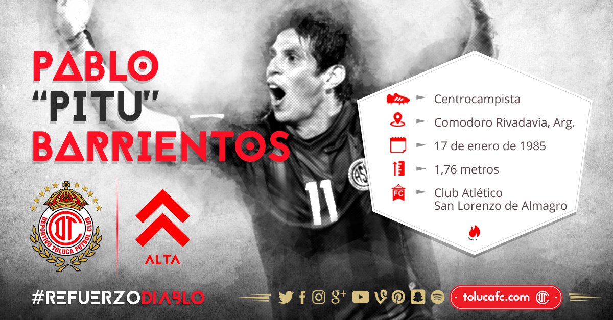TolucaFC's tweet photo. Pablo "Pitu" Barrientos es un referente en San Lorenzo, con trayectoria en Europa. 🔴👌🌟 https://t.co/M6frTsvUmM