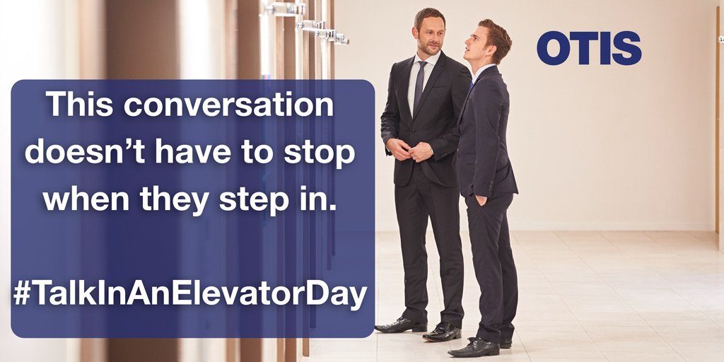 OtisElevatorCo's tweet photo. How are you celebrating #TalkInAnElevatorDay? https://t.co/Jq3P8tQLRt