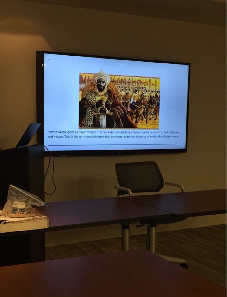 YMCMSquad's tweet photo. The historical teams Mansa Musa presentation. Do you know he was the richest man to ever live? #YMM2016 @BankonDC https://t.co/2R2jFVR3WO