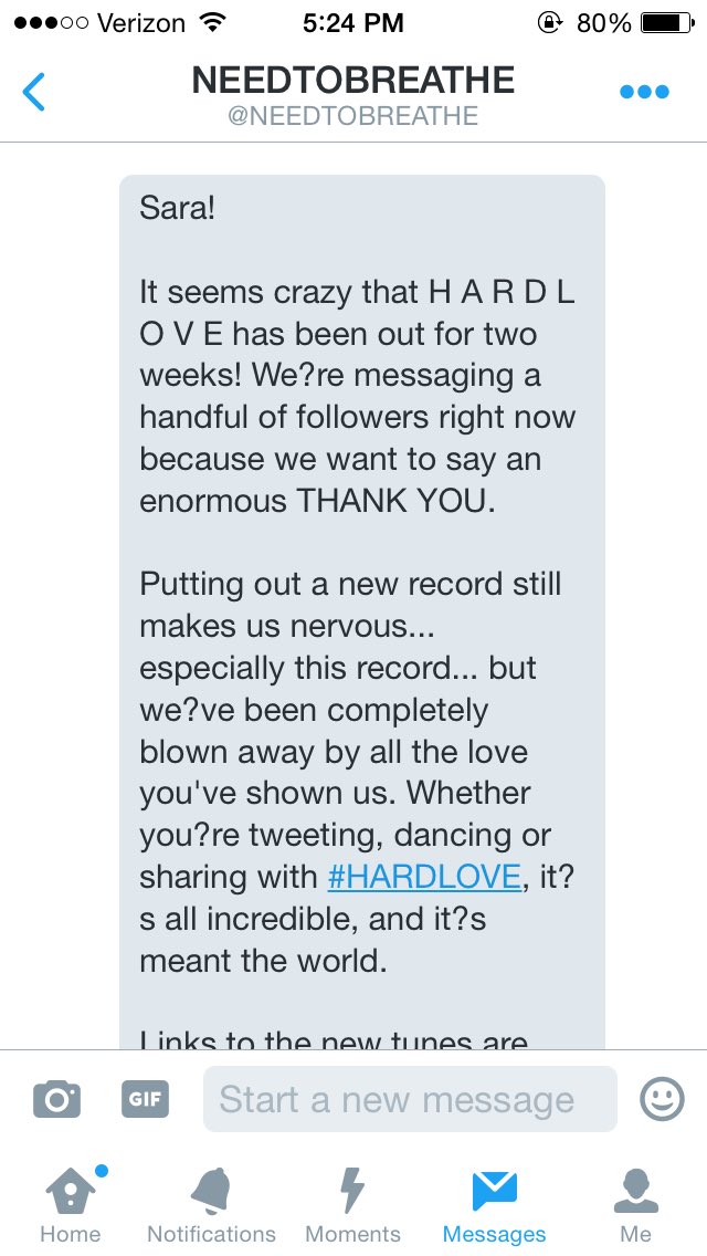 krockmonster's tweet photo. When Needtobreathe dm's you thanking you for tweeting about their album😎 #basicallybffs https://t.co/AD9jbUGIC1