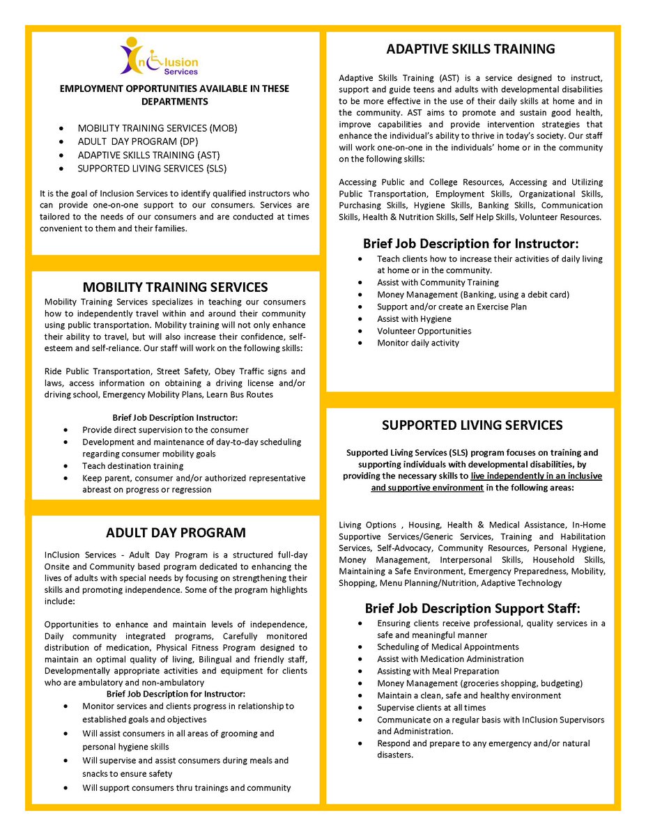 Are you looking for a rewarding job?
Start a Career with us and be part of a growing organization! 
Call us!