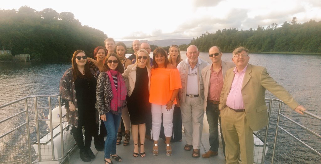 FrancisBoylan's tweet photo. Some of the @OceanFmIreland crew celebrating the latest #JNLR aboard The Rose of Innisfree. Middle of Lough Gill. https://t.co/X2VncWS7r1