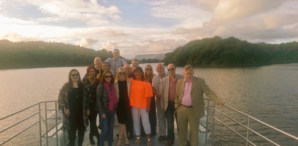 FrancisBoylan's tweet photo. Some of the @OceanFmIreland crew celebrating the latest #JNLR aboard The Rose of Innisfree. Middle of Lough Gill. https://t.co/X2VncWS7r1