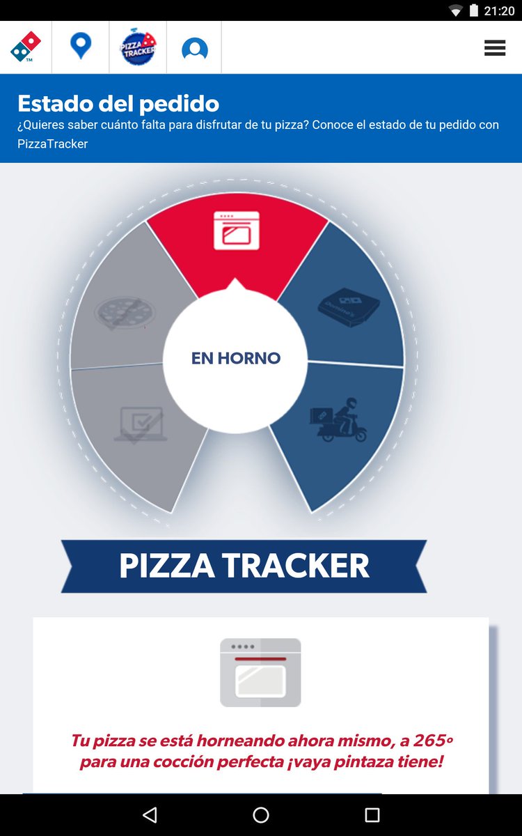 joseandresnm's tweet image. ¡Qué chulo el #pizzatracker de @DominosPizza_ES! Hoy cenaremos de lujo 😎😋