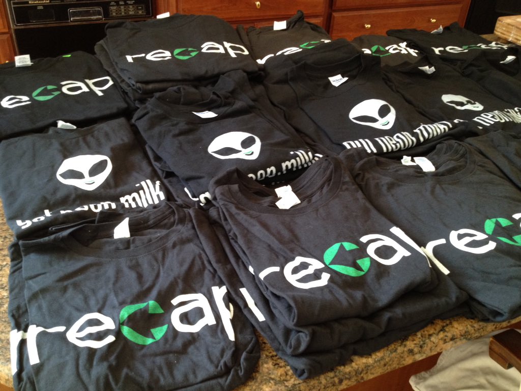 Recapband's tweet photo. Taking a little inventory for #Pronoia backer rewards! #stylishgarmentsprintedbyhumans #catspaceship https://t.co/6Xgb9Yl1Yl