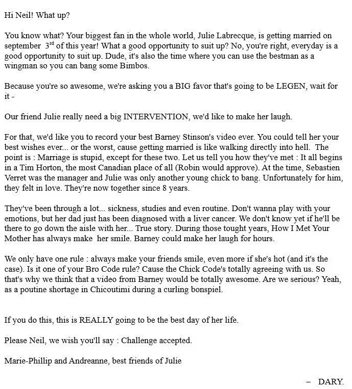 <a href="/OfficialHIMYM/">HIMYM</a> Here's the best! Read and share it! Help me contact him for my special request!
#howimetyourmother