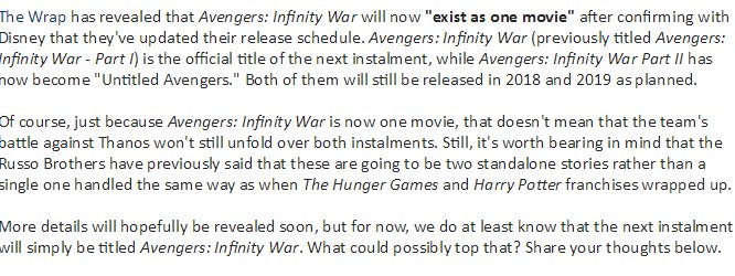 feliciahsrdysx's tweet image. BREAKING NEWS #InfinityWar