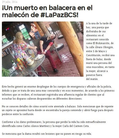! man killed execution style at El Biskmarcito restaurant 1 woman hurt Info sketchy so far bajaurl.com/2aCILUl