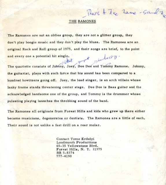shakeitrecords's tweet photo. This letter by Tome Erdelyi (TOMMY) describing The #Ramones to potential listeners/music biz people is 100% accurate https://t.co/Vp21qOrF68