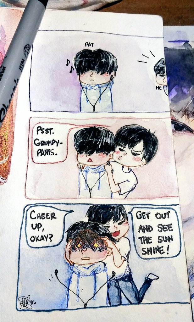 I wonder if he does that to Yongguk too?
A #SunshineForSenpai comic for @himchill